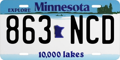 MN license plate 863NCD