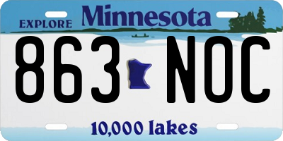 MN license plate 863NOC
