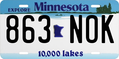 MN license plate 863NOK