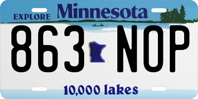 MN license plate 863NOP