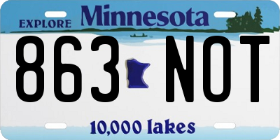 MN license plate 863NOT