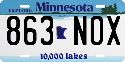 MN license plate 863NOX