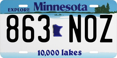 MN license plate 863NOZ