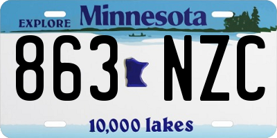 MN license plate 863NZC