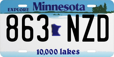 MN license plate 863NZD