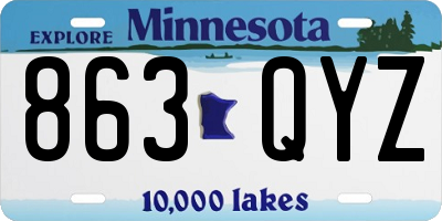 MN license plate 863QYZ