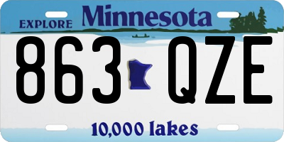 MN license plate 863QZE