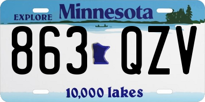 MN license plate 863QZV