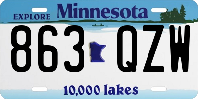 MN license plate 863QZW