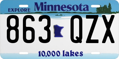 MN license plate 863QZX