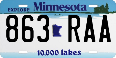 MN license plate 863RAA