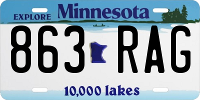 MN license plate 863RAG