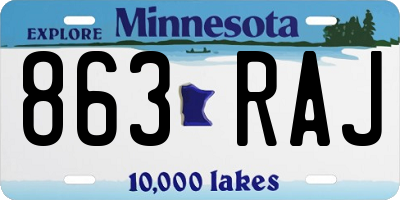 MN license plate 863RAJ