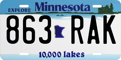 MN license plate 863RAK