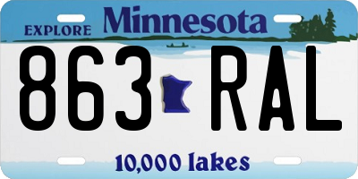 MN license plate 863RAL