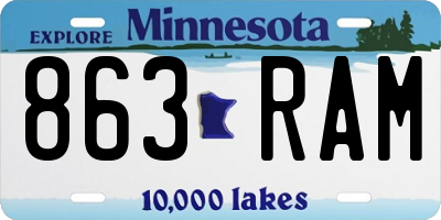 MN license plate 863RAM
