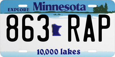 MN license plate 863RAP