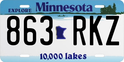 MN license plate 863RKZ