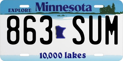 MN license plate 863SUM