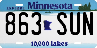 MN license plate 863SUN
