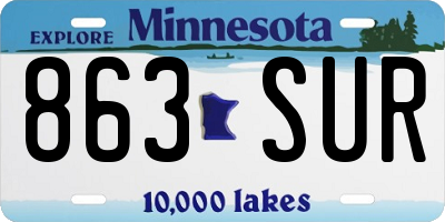 MN license plate 863SUR