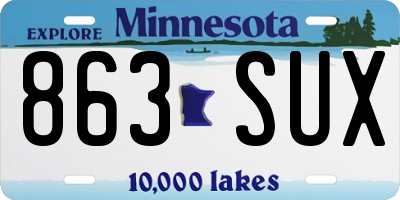 MN license plate 863SUX