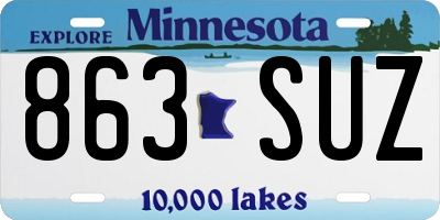 MN license plate 863SUZ