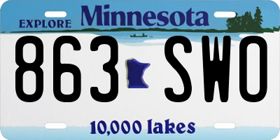 MN license plate 863SWO