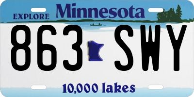 MN license plate 863SWY