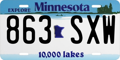 MN license plate 863SXW