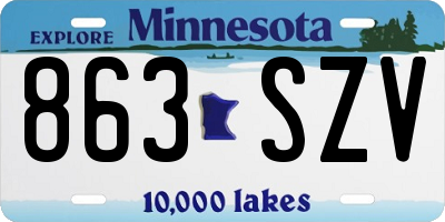 MN license plate 863SZV