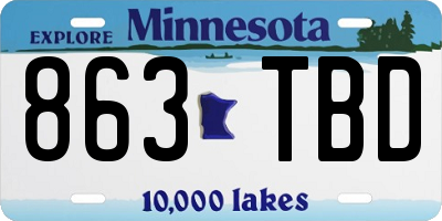 MN license plate 863TBD