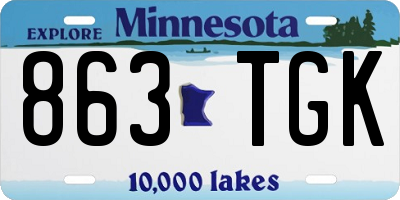 MN license plate 863TGK