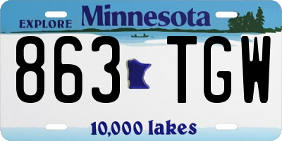 MN license plate 863TGW