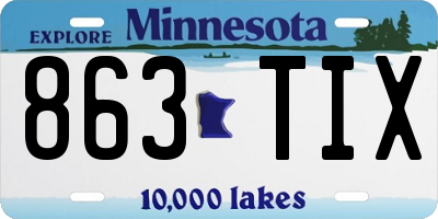 MN license plate 863TIX