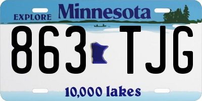 MN license plate 863TJG