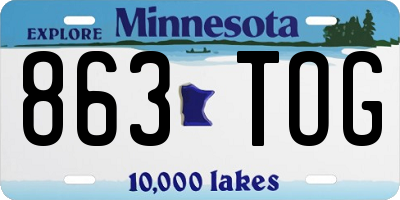 MN license plate 863TOG
