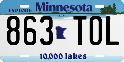 MN license plate 863TOL