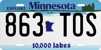 MN license plate 863TOS