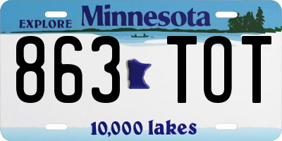 MN license plate 863TOT