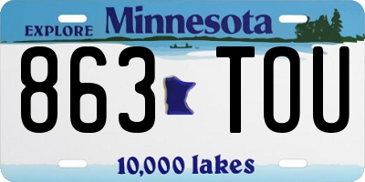 MN license plate 863TOU