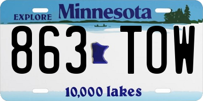MN license plate 863TOW