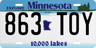 MN license plate 863TOY
