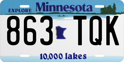 MN license plate 863TQK