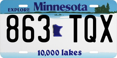 MN license plate 863TQX
