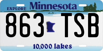 MN license plate 863TSB