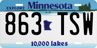 MN license plate 863TSW
