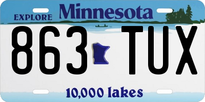MN license plate 863TUX