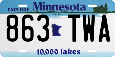 MN license plate 863TWA
