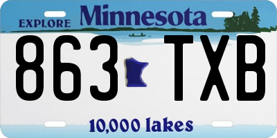 MN license plate 863TXB